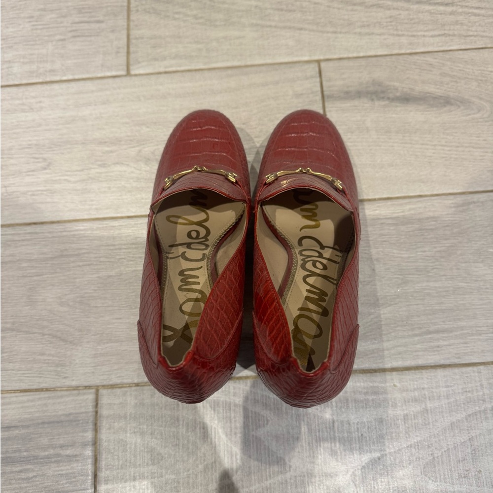 Sam Edelman Red Crocodile Pattern Heels